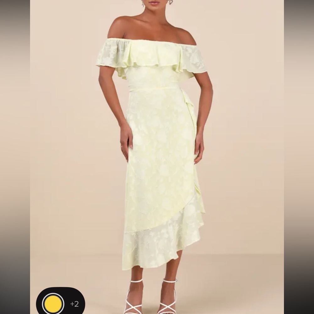 Lulu's Soft Yellow Off-Shoulder Dress